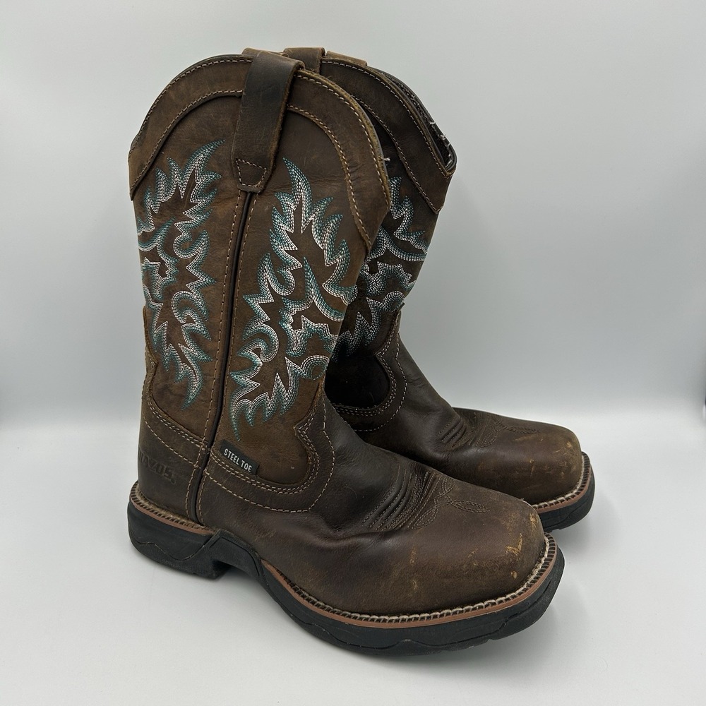 Brazos Boots Womens Bandero 2.0 Leather Embroidered Steel Toe Western Work‎ 6B